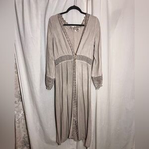 Gimmicks Beige Lace Accent Bohemian Dress with Sleeves